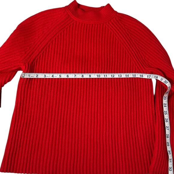 Banana Republic Red Ribbed Mock Neck Sweater – Size Medium – Cotton Wool Blend - Picture 5 of 10